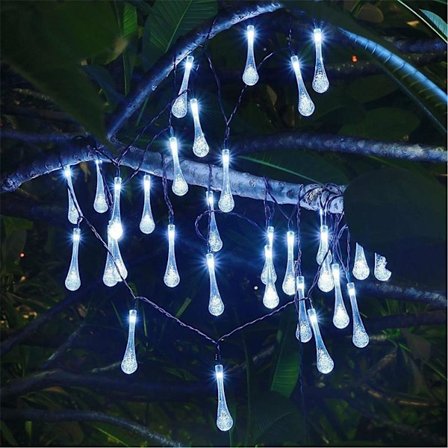 Utendørs hagefest 20 LED dråpeformet solcelledrevet lysslynge lys (flerfarget)