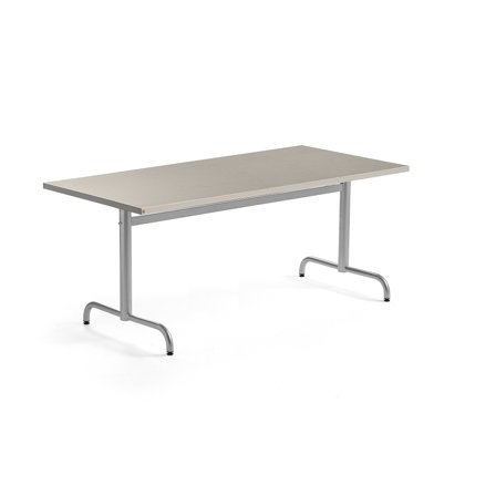Tisch PLURAL, 1600x800x720 mm, Linoleum-Platte, grau, silber