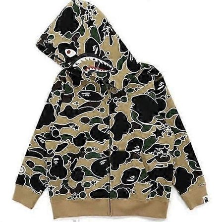25-26 BAPE WGM Camo 3D Hættetrøje med lynlås Haj Sweatshirt til Børn Drenge Piger Ungdom Casual Jakke