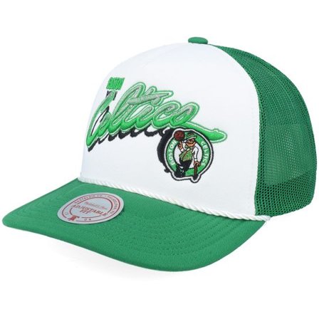 Mitchell & Ness - NBA Grön trucker Keps - Boston Celtics Shadow Drop White/Green A-Frame Trucker @ Hatstore