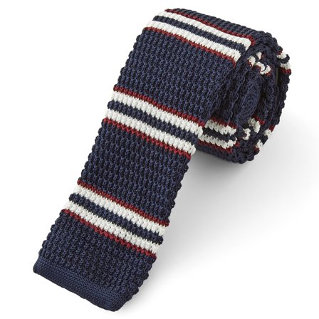 Corbata de punto cable azul para hombres - Corbatas estrechas