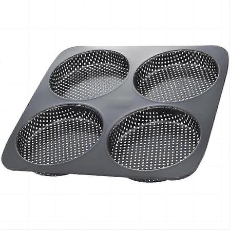 Hamburgerbrödform, 12,7 cm Non-Stick Kolstål Hamburgerform, 4 Koppar Stor Bakform lämplig för Hemmagjorda Hamburgerbröd (FMY)