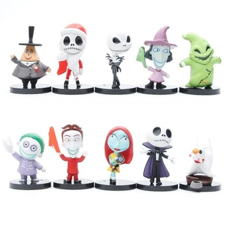 10 stykker Mareridtet Før jul Jack Skellington PVC Action Figur Samling Model Boble Dukker Legetøj