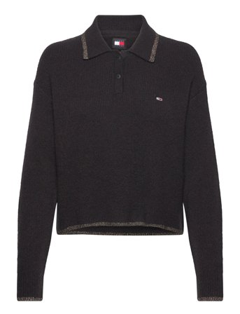 Tjw Glitter Polo Sweater Black Tommy Jeans