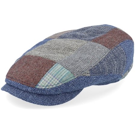 Lierys - Modrá flatcap Kšiltovka - Driver Patchwork Patchwork Flat Cap @ Hatstore