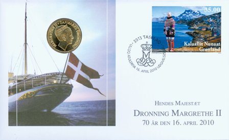 Grønland - Dr. Margrethe 70 år - Møntbrev Grønland