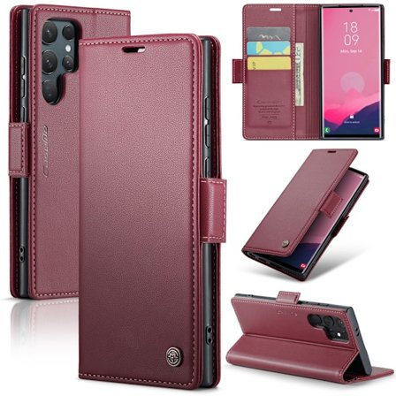 CaseMe Slim Wallet Case RFID-beskyttelse Samsung Galaxy S25 Ultra Rød
