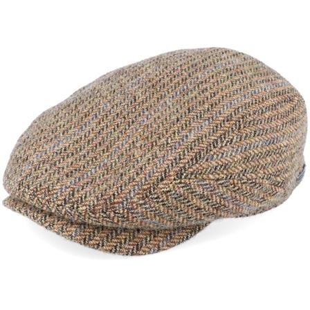 Stetson - Belfast Driver Cap Virgin Wool Herringbone Brown Flat Cap Flatcap Brown Cap - @ Hatstore