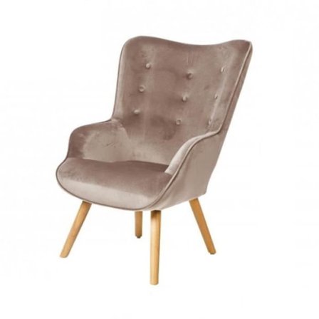 Beige Velour Sofa Stol Home Deco Factory