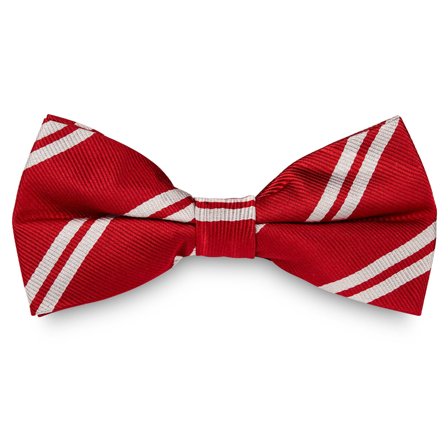 Pajarita de seda roja con rayas plateadas dobles para hombres - Pajaritas preatadas