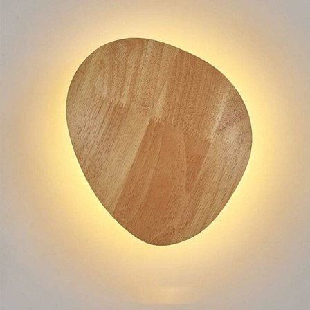 Rund LED Vægslampe Hjemmedekoration Kreativ Trævægslampe Massivt Træ Sengelampe, Moderne Oval Gang Dekoration Gange Lys, til Stue