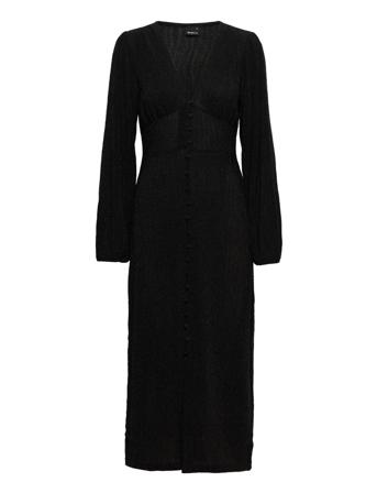 Glitter Button Down Dress Knelang Kjole Svart Gina Tricot