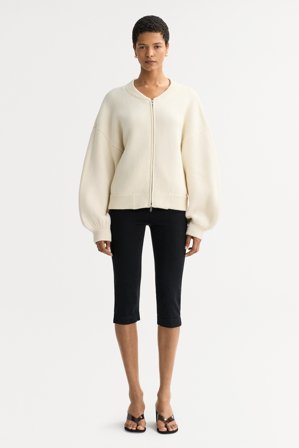 Soft Goat - Bomber cardigan - Women cashmere sweater - L - Feather White
