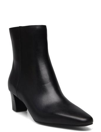 Lauren Ralph Lauren Willa Burnished Leather Bootie Svart