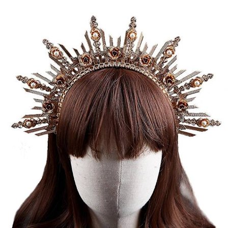 Mary Halo Crown Diadem, Spikad Krona Sunburst Gudinna Huvudbonad
