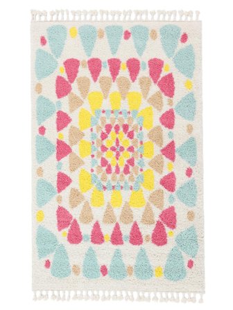 Shaggy Rug Small Momo - White/Multicolor 140X200 In Modern Style