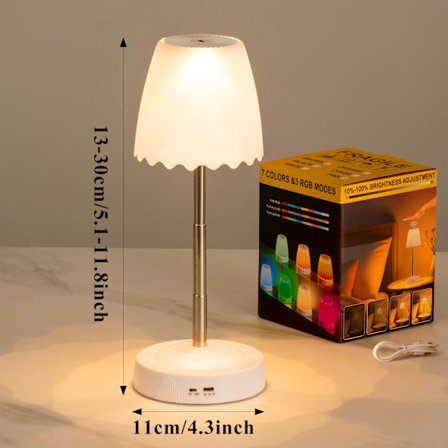 Bevegelsessensor Nattlys med Høydejusterbar Stang, 7 Fargeskiftende & 3 RGB-moduser (Hvit)