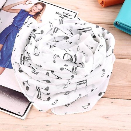 Musiikkikuvion Kevyt Shiffonhuivi Boutique Musta Keltainen