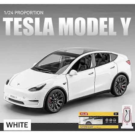 1:24 Tesla Model Y Model 3 Opladningsbase Legering Støbt Legetøjsbil Model Lyd og Lys Børnelegetøj Samlerobjekt Fødselsdagsgave