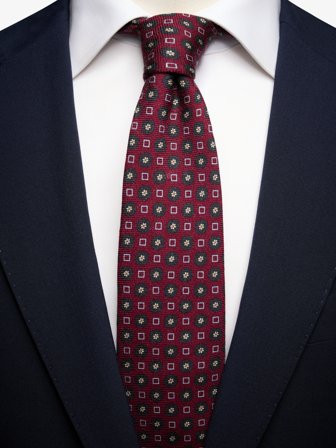 John Henric Men's Bordeaux Geometrische Krawatte Size 7,5