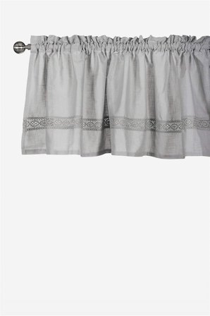 Cellbes of Sweden - Gardinkappe med blonder Monica i grå i størrelse 50 x 300 cm