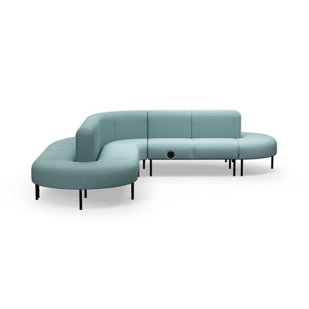 Sofa VARIETY, L-formet, med USB-uttak, stoff Pod CS, turkis