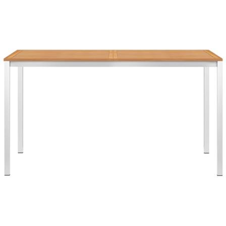 Vidaxl Trädgårdsbord 140x80x75 Cm Massivt Teakträ Och Rostfritt Brun