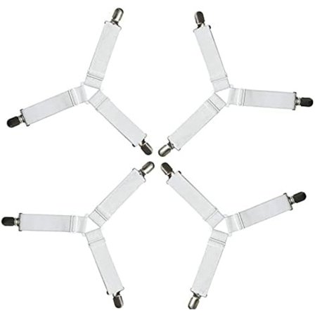 3 Clips Senghjørneholdere Lagenfastgørelser Madrasbetræk Klemmer Kraftige Sengetøj Elastiske Bånd Justerbare 4 ST Hvid