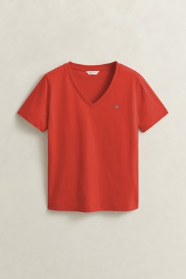 GANT - Shield t-skjorte med v-hals til dame perfect red