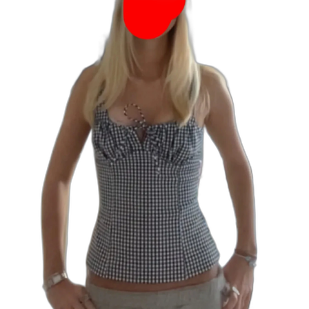 Rutig svartvit korsettopp med snörning