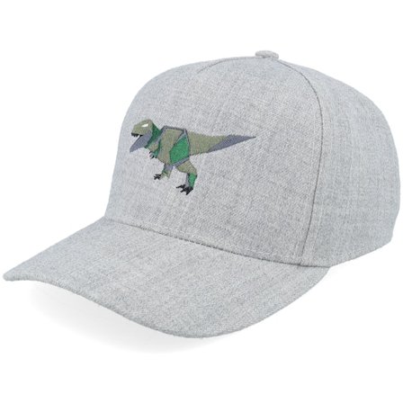 Kiddo Cap - Grå adjustable Keps - Kids Green Paper T-rex Heather Grey A-frame Adjustable @ Hatstore