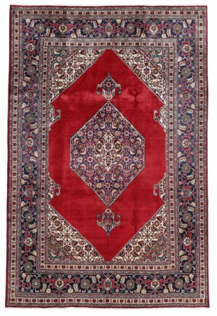 Noué À La Main Tabriz Tapis 202X307 De Laine Rouge Foncé/Noir