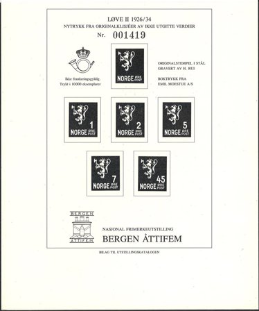 Norge 1926-1934 - ikke udgivede værdier - Nytryk