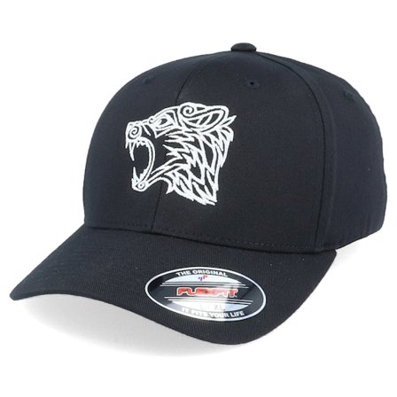 Vikings - Sort flexfit Kasket - Viking Wolf Black Flexfit @ Hatstore