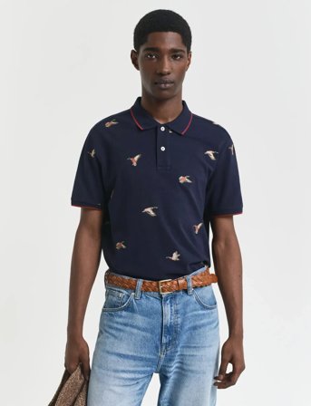 GANT Embroidered Ss Polo - Navy - S