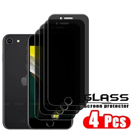 4-pack skärmskydd i härdat glas för iPhone SE 2022 / iPhone SE 2022 2020 7 8, 9H, anti-spion