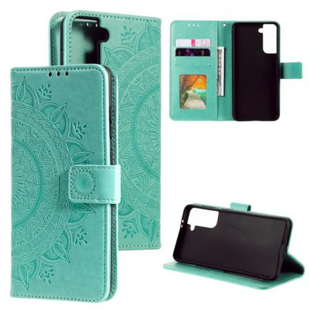 Samsung Galaxy S21 Plus - Mandala Plånboksfodral - Grön Green Grön