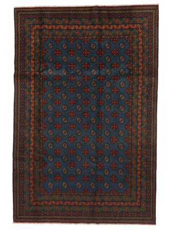 Afghan Fine Teppich 196X294 Schwarz Wolle, Afghanistan