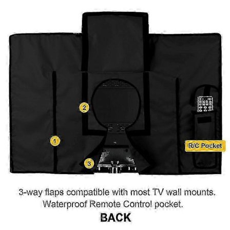 Skyddande överdrag för utomhus-TV, terrass- och trädgårdsskärmar och TV-apparater - Vattentätt och tåligt - Svart - 22 tum-24 tum