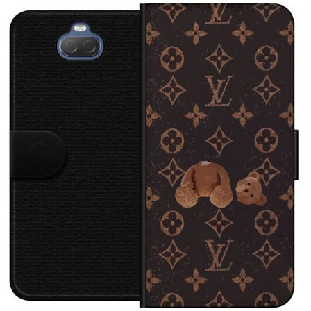 Yhteensopiva Lompakkokotelo Sony Sony Xperia 10 Ylellinen monogrammikuvio rikkinäisellä nalletaustalla pimeässä muotiestetiikassa