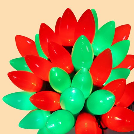 C9 Julelys - 50 LED 10 meter Utendørs Glatt Pærelys med 30v Adapter, Utrekkbar 8 Moduser Eventyrbelysning for Terrasse Hage Hus Jul