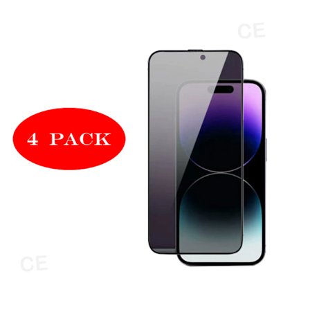 [4-Pakning] iPhone 15 Personvern / Personvern Skjermbeskytter Herdet Glass, Anti-spion beskyttelse