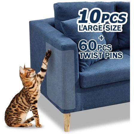 10 stk. møbelbeskyttere mod katte, sofabeskyttelse 4 pakke X-Large + 4 pakke Large + 2 pakke katteafvisende middel til møbler,