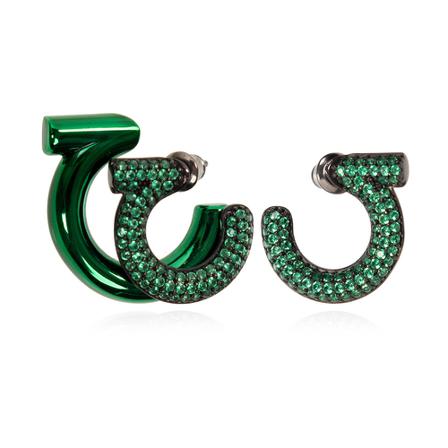Salvatore Ferragamo Logo-shaped earrings Grøn, Dame Øreringe, Størrelse: ONE Size