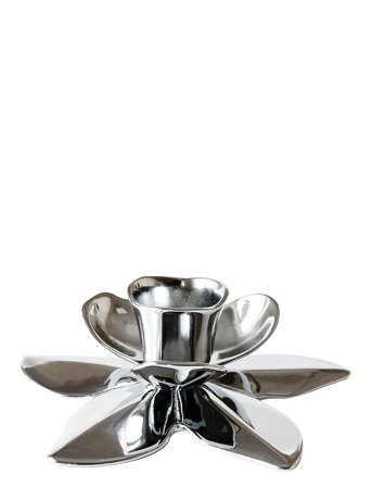 Kunstindustrien Flower Art Deco Candlestick - Chrome - Silver - 2.3CM DIAMETER