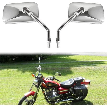 Kromiset moottoripyörän peilit, universaali 10 mm moottoripyörän sivupeilit ohjaustangon kahvan päähän Kromiset moottoripyörän peilit Hondalle, 