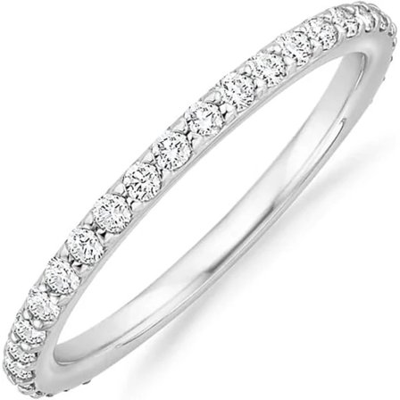 /EA/(Silver) Kubisk Zirkonia Diamant Stapelbar Dam Evighetsring, 925 Sterling Silver Diamantring