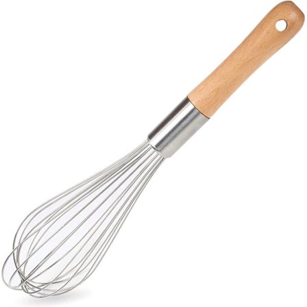 Klassisk rustfrit stål træhåndtag piskeris Perfekt piskeristørrelse