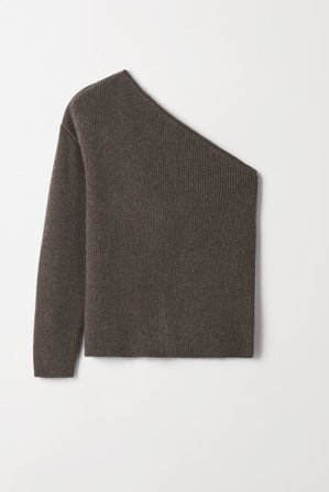 Soft Goat - One shoulder top - Kashmirtröja dam - XL - Wood