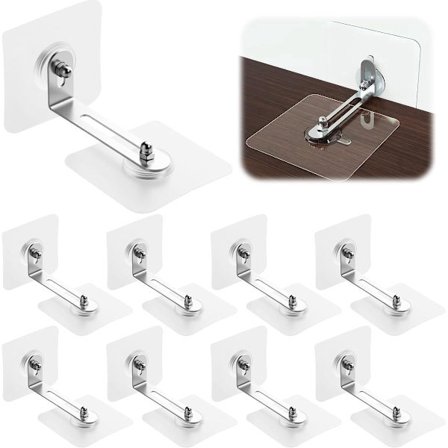 Vippesikring uden boring til møbler - 8 sæt - Anti-vippe beslag til TV-skabe og møbler